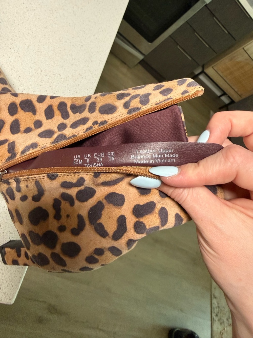Franco Sarto Leopard Print Ankle Booties in Tan and Black - Picture 5 of 6